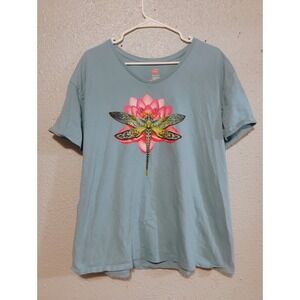 Older Nice Hanes Dragonfly Floral T-shirt In Desirable Bigger Size XXL